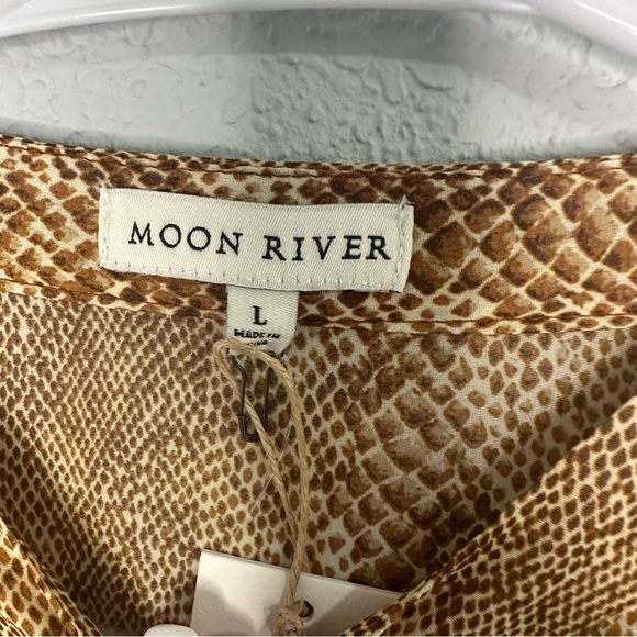 Moon River LARGE Long Brown/Tan Button up Long Lined Dress - Picture 8 of 15